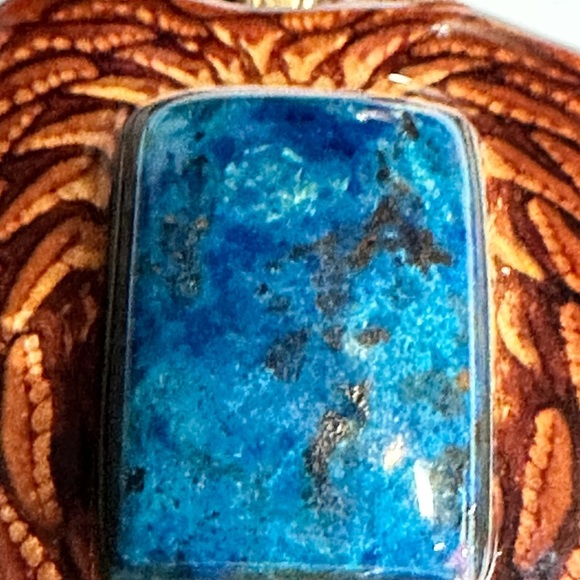 🛍️soldNECKLACE Handcrafted Pinecone pendant center cut heart on cord 4007 B - Picture 9 of 14